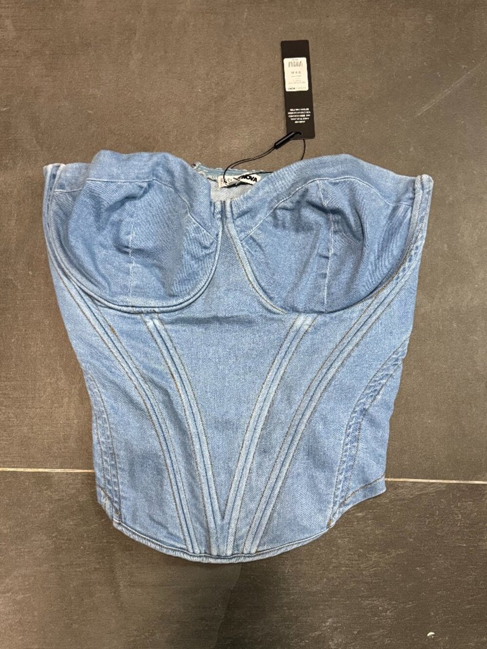 Fashion Nova Bad For Tonight Denim Corset Top Medium Wash 3X NWT